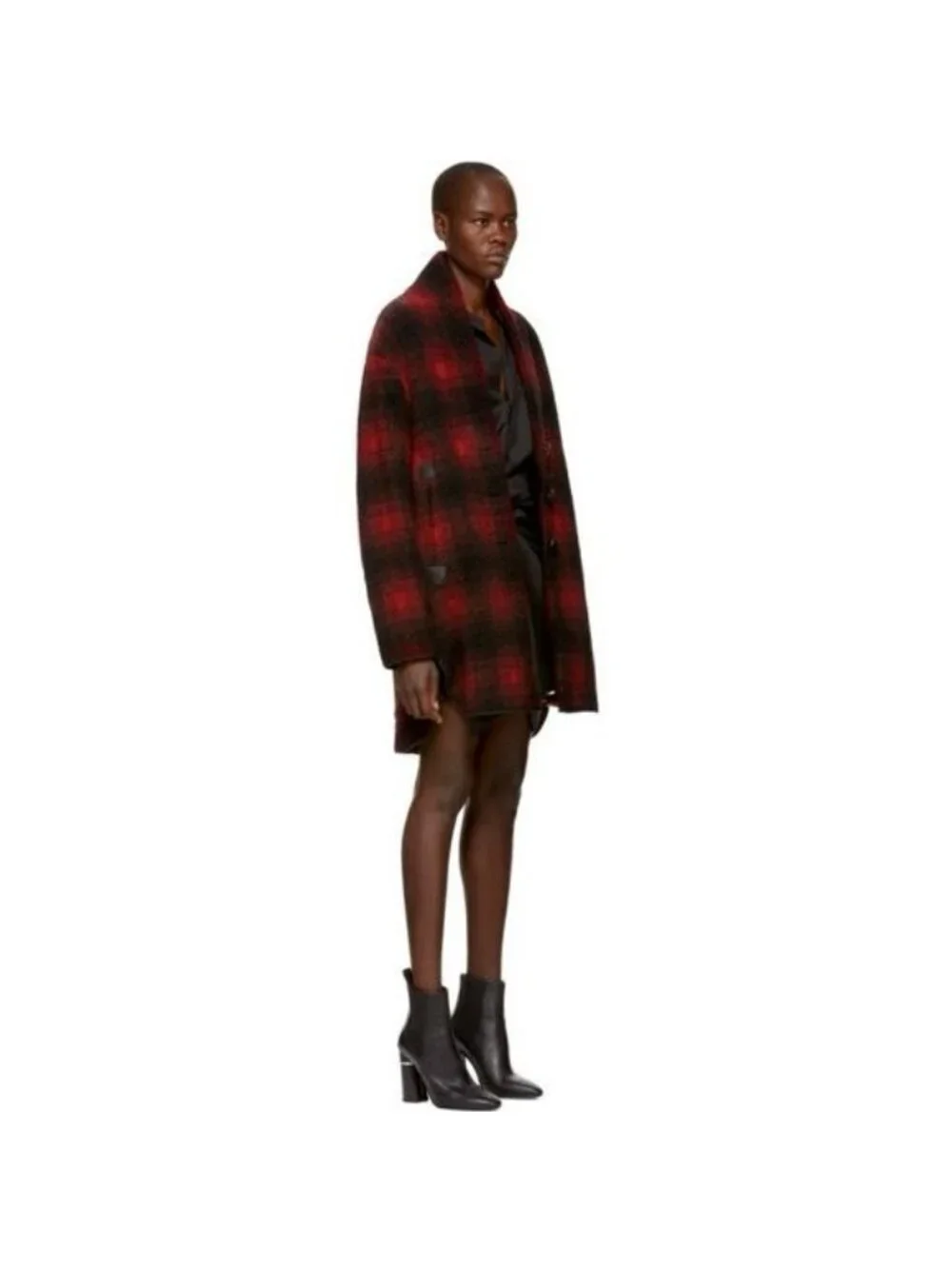 Isabel Marant Etoile Gabrie Plaid Checkered Wool Blend Coat Red and Black Medium